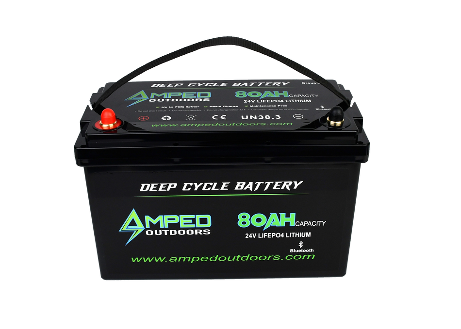 24V 80Ah Trolling Motor Lithium Battery (LiFePO4) -Bluetooth - IP67 Waterproof - Heated