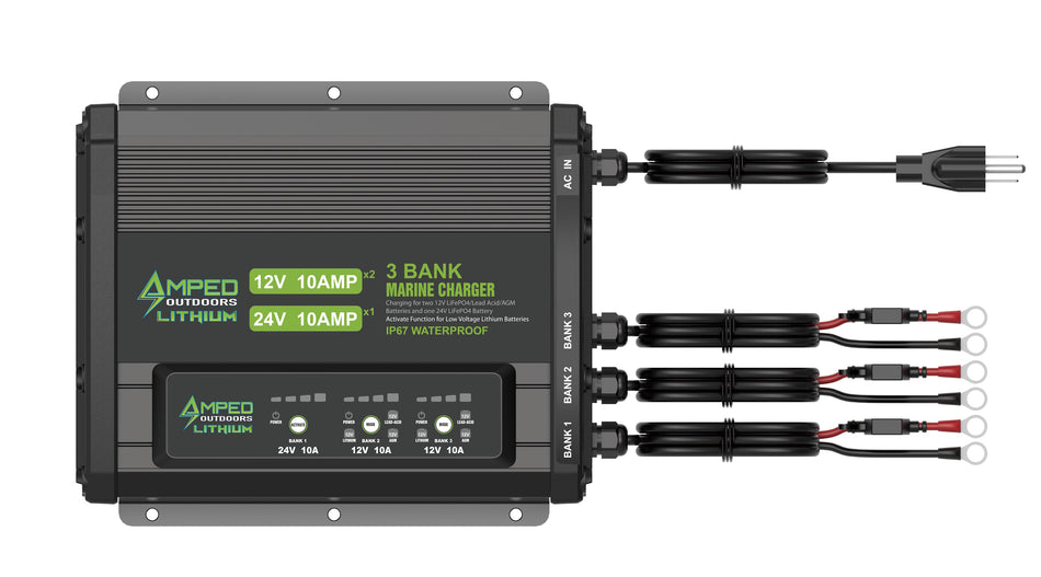 Amped Outdoors 3 Bank 12V/24V On-Board Battery Charger - Expected 6/1!