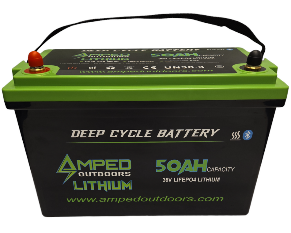 36V 50Ah Trolling Motor Lithium Battery (LiFePO4) - Bluetooth - IP67 Waterproof - Heated