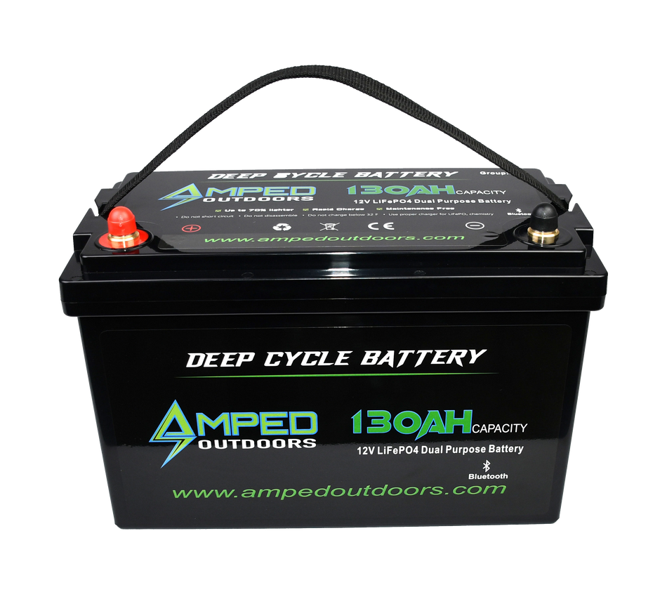 130Ah Dual Purpose Lithium Battery (Cranking) 12.8V - Bluetooth - Heated - IP67 Waterproof